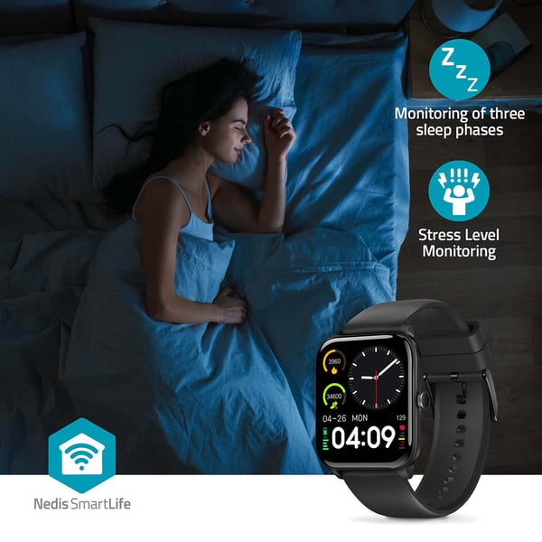 Nedis BTSW30BK smartklocka och träningsklocka 4,29 cm (1.69") LCD 41 mm Digital Pekskärm Svart