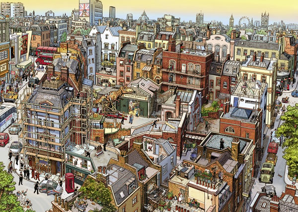 Miniatyrbillede 2 af 3: Puslespil 2000 Sherlock& Co. (Puslespil+plakat)