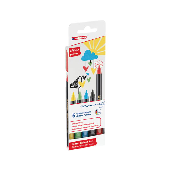 Edding 4-1200-5-3 filtpen Vand, Sort, Lysegrøn, Rød, Gul 1 stk