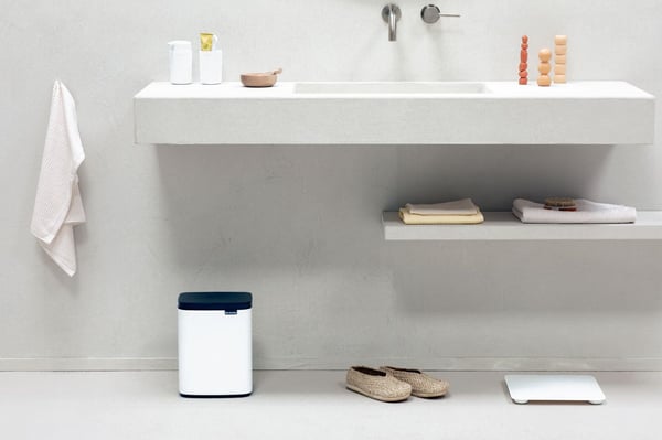 Miniatyrbillede 4 af 6: Brabantia Bo Waste Bin 7 L Rektangulær Stål Sort, Hvid