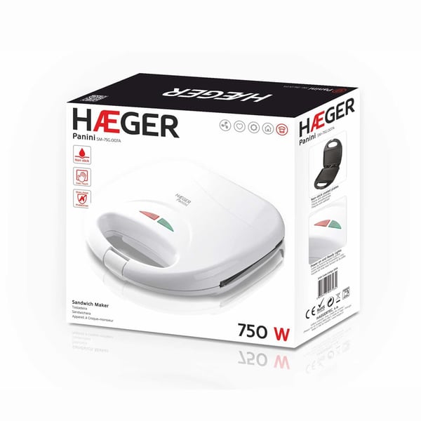 Haeger SM-75G.007A smörgåsgrill 750 W Vit