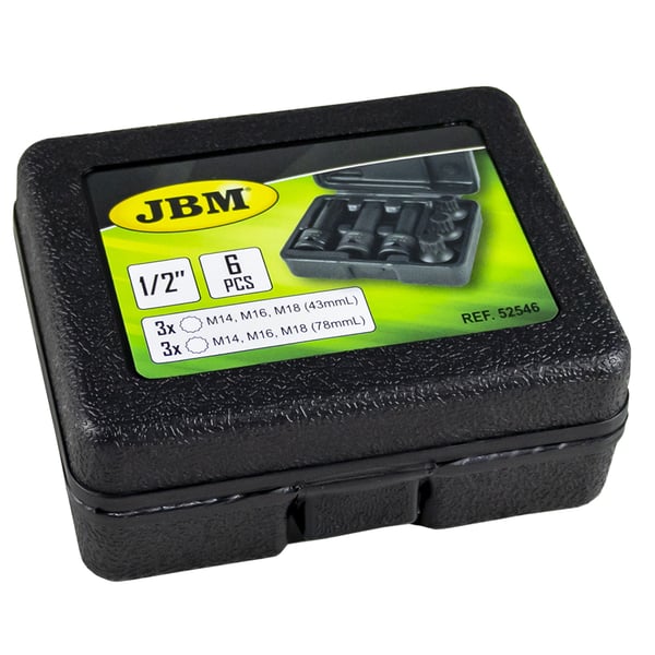 JBM 52546 hylsa till mutterdragare Sats med slaghylsor Svart