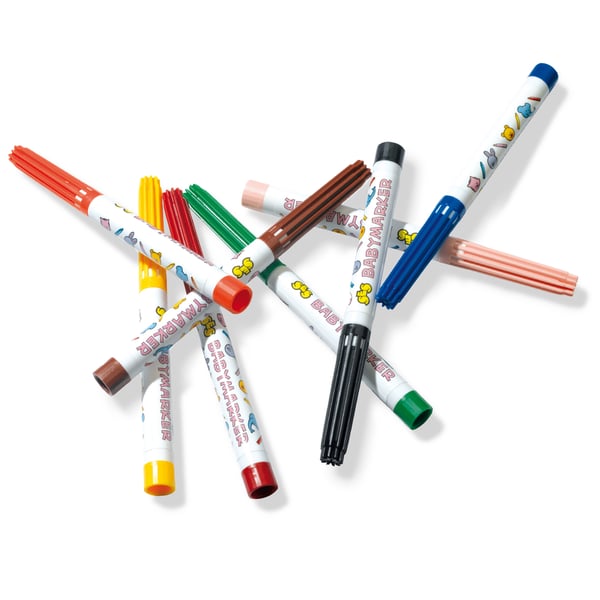 SES Creative My First Baby Markers märkpennor 8 styck Rundad spets Svart, Blå, Brun, Grön, Orange, Rosa, Röd, Gul