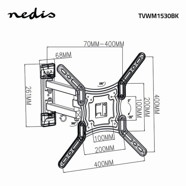 Nedis TVWM1530BK TV-kiinnike 139,7 cm (55") Musta