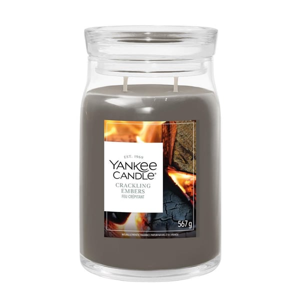 Miniatyrbillede 1 af 3: Yankee Candle Crackling Embers vokslys Cylinder Træ Grå 1 stk