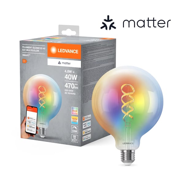 Pikkukuva 4 / 12: LEDVANCE SMART+ MATTER Filamen LED-lamppu Multi, Valkoinen 6500 K 4,8 W E27 F