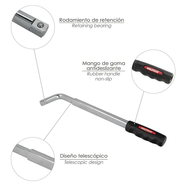 Wolfpack Llave Extensible Para Rueda de Coche 17x19 mm. boremaskine adapter til bit