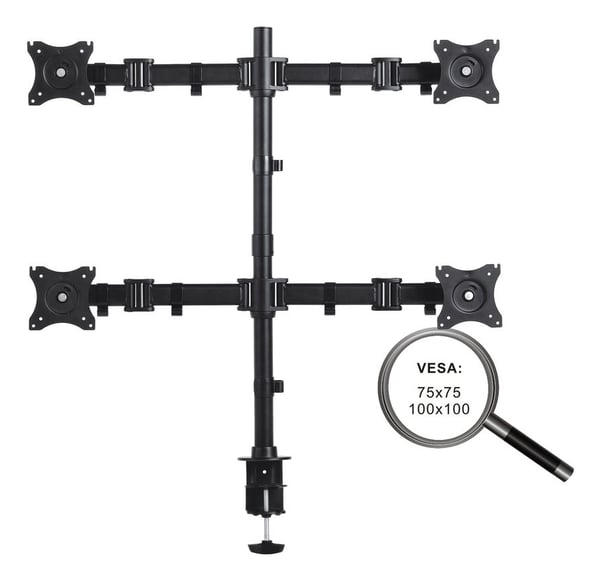 PureMounts PM-OFFICE-04 skærmbeslag og -stativer 68,6 cm (27") Skrivebord Sort