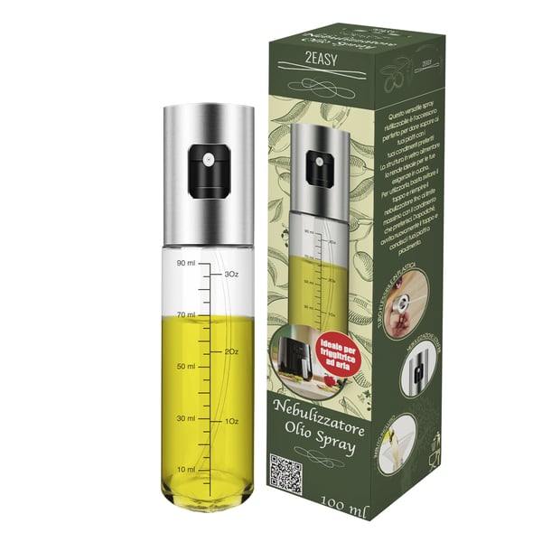 2Easy 8059304669118 olja/vinägerkanna 0,1 l Flaska Glas Silver, Transparent