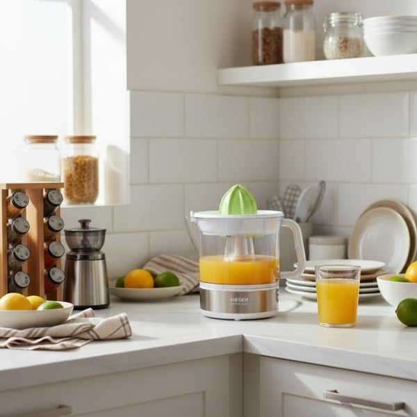 Haeger Perfect Juice elektrisk citruspresser 0,7 L 25 W Hvid, Transparent, Sølv, Grøn