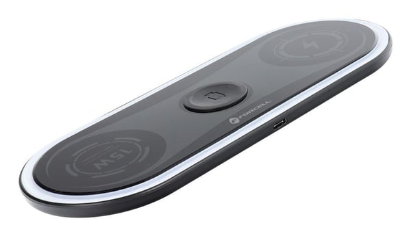 Forcell 5903396208133 oplader til mobil enhed Hovedtelefoner, Smartphone, SmartWatch Sort USB Trådløs opladning Hurtig opladning Indendørs