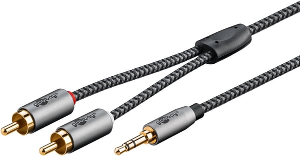 Pikkukuva 1 / 11: Goobay 65284 audiokaapeli 0,5 m 3.5mm 2 x RCA Musta, Hopea