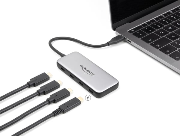 Pikkukuva 2 / 4: DeLOCK 64261 keskitin USB 3.2 Gen 1 (3.1 Gen 1) Type-C 10000 Mbit/s Musta, Harmaa