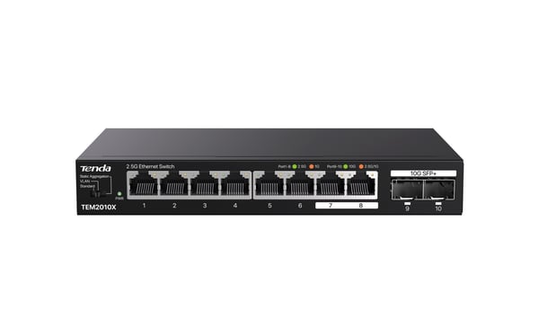 Tenda TEM2010X verkkokytkin 2.5G Ethernet (100/1000/2500) Työpöytä Musta