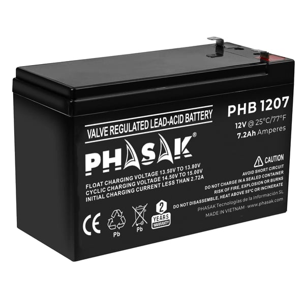 Miniatyrbillede 6 af 9: Phasak PHB 1207 UPS batteri Blybatterier (VRLA) 12 V 7,2 At