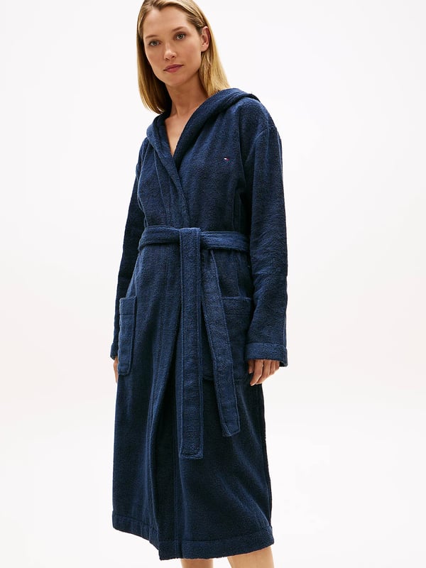 Tommy Hilfiger Essential Flag Embroidery Hooded Bathrobe Puuvilla