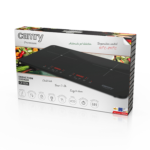 Camry Premium CR 6514 kogeplade Sort Bordplade 60.5 cm Zone induktionskogeplade 2 zone(s)
