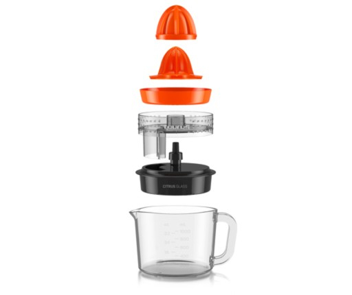Taurus Citrus Glass elektrisk citruspress 1 l 30 W Svart, Röd, Transparent