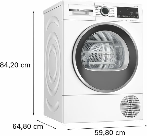 Bosch Serie 6 WQG245C0IT tørretumbler Fritstående Front-læsning 9 kg Hvid