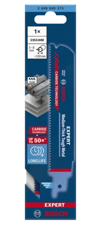 Bosch EXPERT ‘MEDIUM-THICK TOUGH METAL’ S 955 HHM Puukkosahanterä Runsashiilinen teräs (HCS) 1 kpl