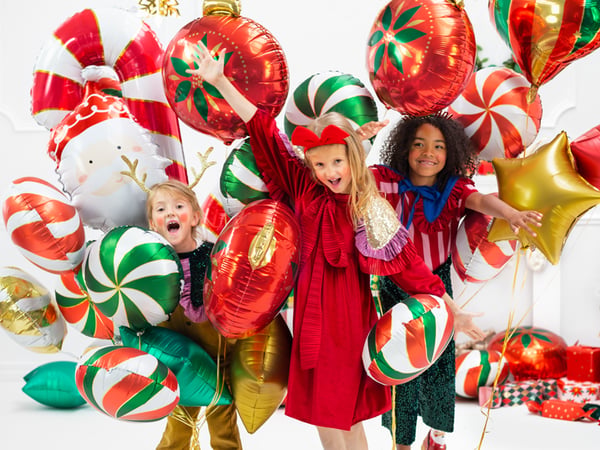 PartyDeco Folieballong Polkagris, 50x82cm, röd one size