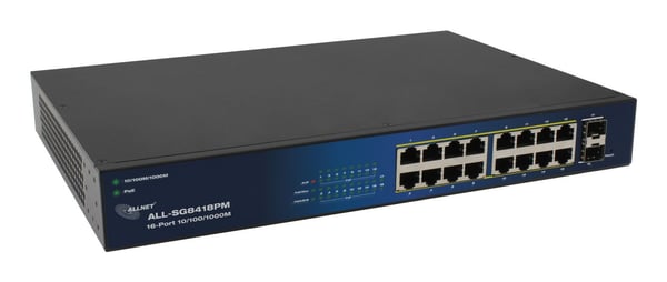Pikkukuva 2 / 4: ALLNET ALL-SG8418PM verkkokytkin Hallittu L2 Gigabit Ethernet (10/100/1000) Power over Ethernet -tuki 19U Musta