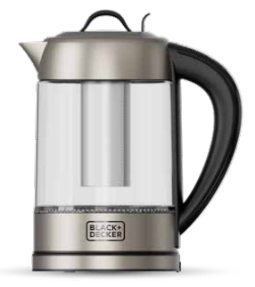 Black & Decker BXKE2205E vattenkokare 1,7 l 2200 W Svart, Rostfritt stål, Transparent