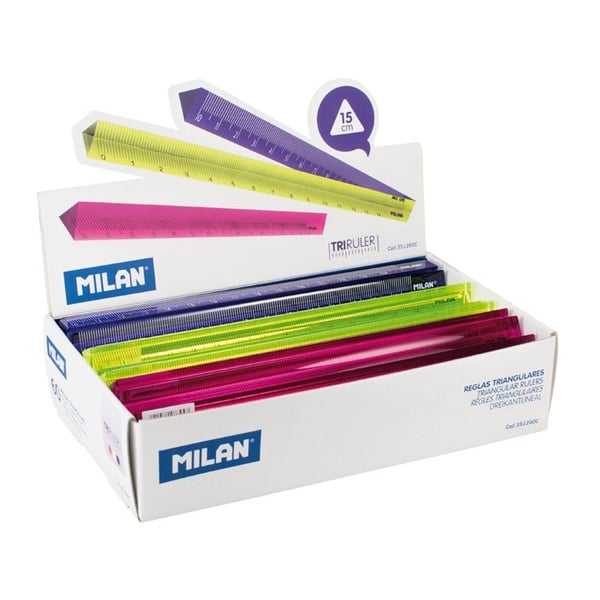 Milan 351260C linjaler Skalstock 150 mm Plast Blå, Rosa, Gul 60 styck