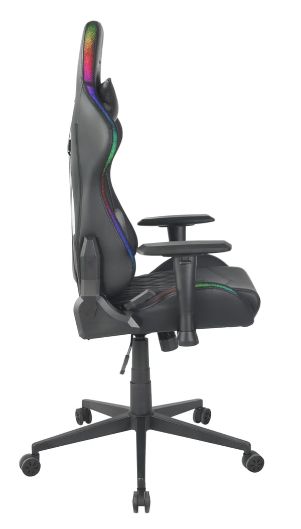 Pikkukuva 9 / 10: Deltaco Gaming RGB-pelituoli, keinonahkaa, 332 eri valaistustilaa, niskatyyny, selkätyyny, musta/RGB
