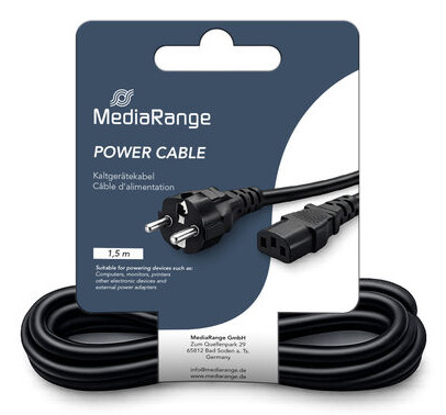 Miniatyrbillede 2 af 2: MediaRange MRCS345 el-ledning Sort 1,5 m CEE7/7 IEC C13
