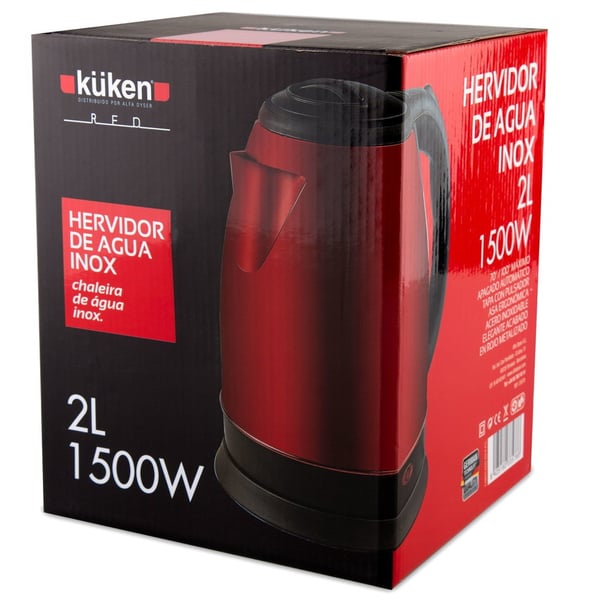 Miniatyrbillede 3 af 4: Küken 33578 elkedel 2 L 1500 W Sort, Rød
