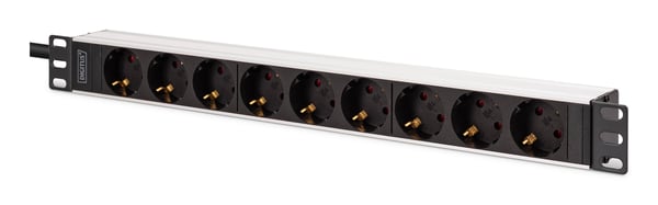Digitus DN-95440 strømforsyningsenhed (PDU) 9 AC stikkontakt(er) 1U Sort, Sølv