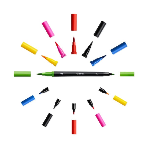 BIC 989695 spritpennor Svart, Blå, Brun, Grön, Ljusblå, Ljusgrön, Orange, Rosa, Lila, Röd, Violett, Gul 12 styck