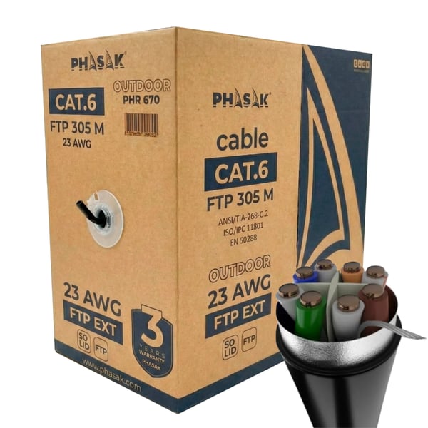 Phasak PHR 670 netværkskabel Sort 305 m Cat6 F/FTP (FFTP) Rund