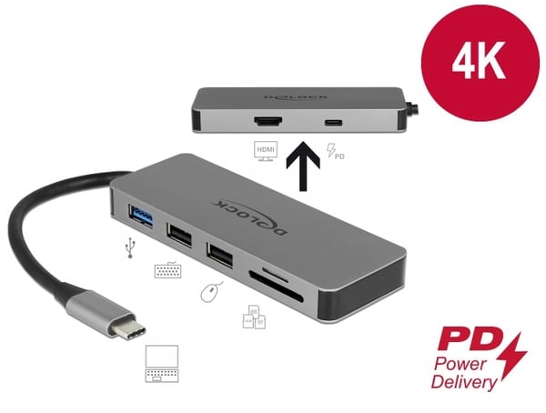 Miniatyrbillede 5 af 5: DeLOCK 87743 dockingstation USB 3.2 Gen 1 (3.1 Gen 1) Type-C Grå