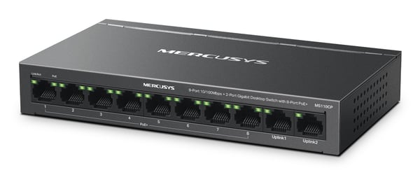 Miniatyrbillede 4 af 5: Mercusys MS110CP netværksswitch Fast Ethernet (10/100) Strøm over Ethernet (PoE) Sort