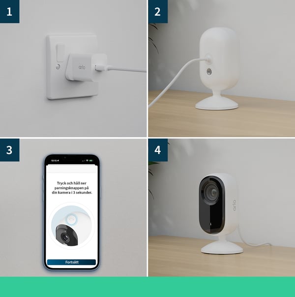 Arlo Essential 2K övervakningskamera inomhus, 2-pack