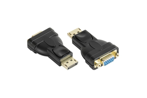 Alcasa DP-AD12 kabelomvandlare (hane/hona) DisplayPort VGA (D-Sub) Svart