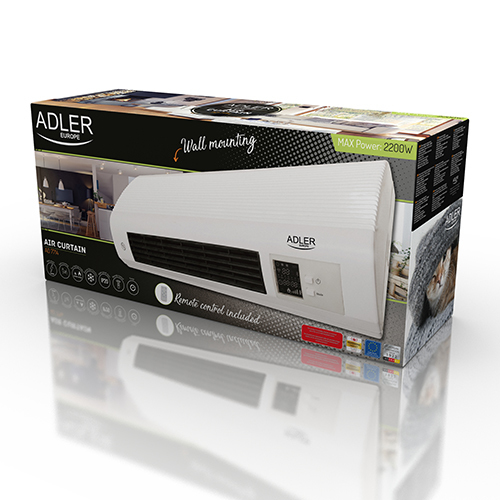 Adler AD 7714 varmeapparat Indendørs Sort, Hvid 2200 W Blæser med elektrisk områdevarmer