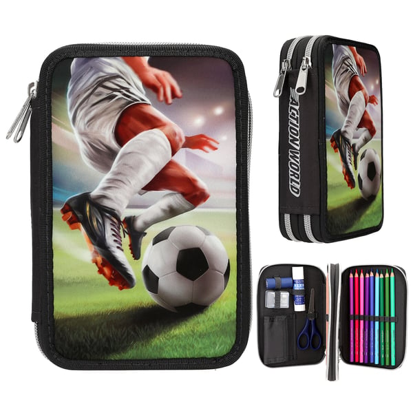 Miniatyrbillede 4 af 8: Dino World + Action Dobbelt Penalhus FODBOLD