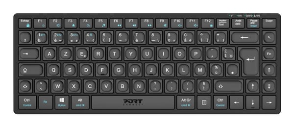 Miniatyrbillede 1 af 6: Port Designs 911001FR tastatur Hjemme/kontor RF trådløs + Bluetooth AZERTY Fransk Sort