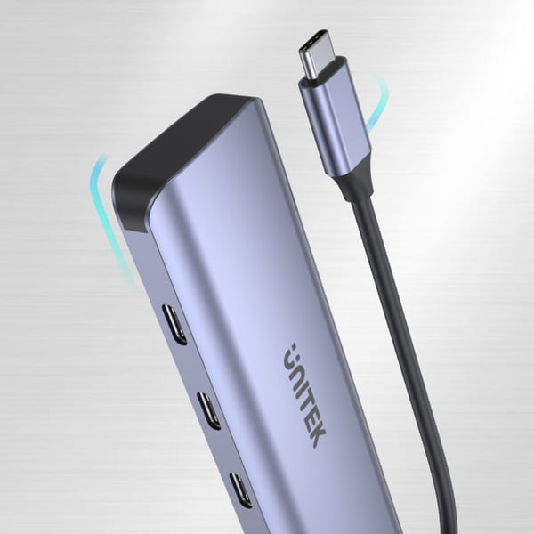 UNITEK uHUB Q4 USB 3.2 Gen 1 (3.1 Gen 1) Type-C 5000 Mbit/s Harmaa