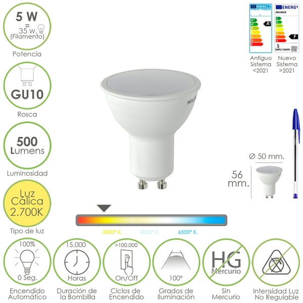 Maurer 19073200 LED-lampe 2700 K 5 W GU10