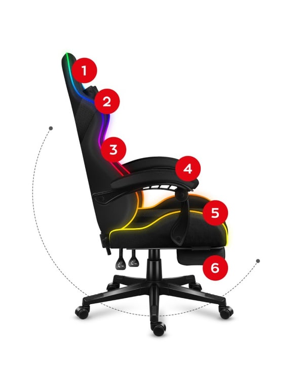 Miniatyrbillede 6 af 16: Huzaro FORCE 4.7 PC gamingstol Spand (vugge) sæde Sort