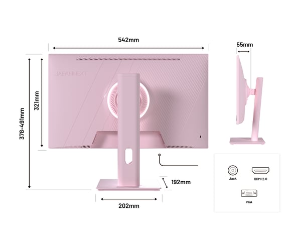 JAPANNEXT JN-I238FHD120F-HSP-PK computerskærm 60,5 cm (23.8") 1920 x 1080 pixel Fuld HD LCD Lyserød