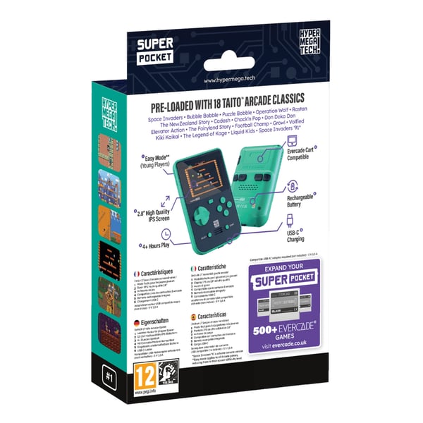Just for Games Super Pocket TAITO Edition Evercade kannettava pelikonsoli 7,11 cm (2.8") Punainen