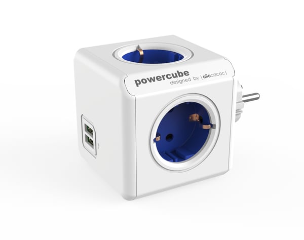Allocacoc PowerCube Original USB stikdåse 4 AC stikkontakt(er) Indendørs Blå, Hvid