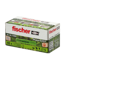 Miniatyrbild 3 av 3: Fischer UX Green 6x35 R 40 styck Väggplugg 35 mm