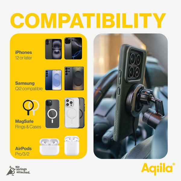 Aqiila 406066 oplader til mobil enhed Universel Sort USB Trådløs opladning Automatisk, Indendørs