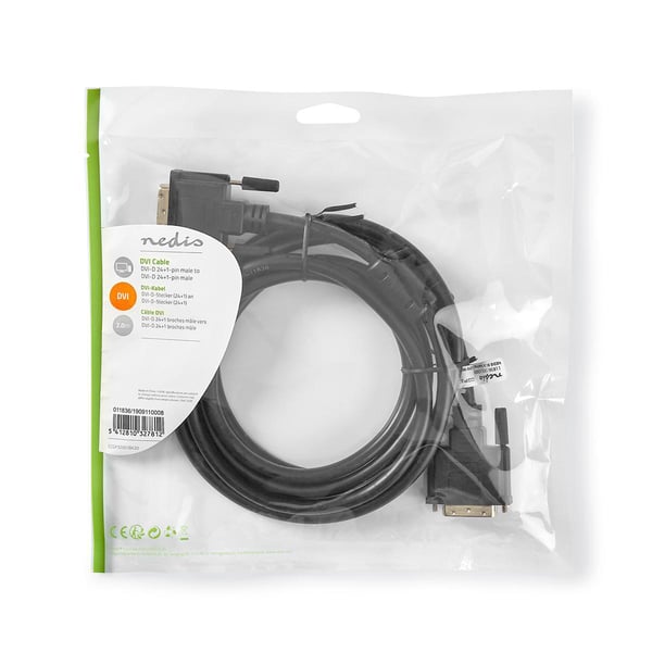 Nedis CCGP32001BK20 DVI kabel 2 m DVI-D Sort